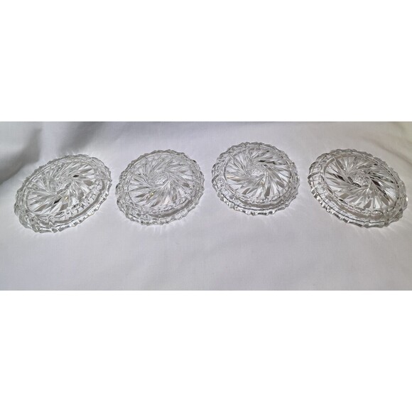 VTG Crystal Bohemia Pinwheel Czechoslovakia Brunswick Star 4 Set Glass Coasters - Picture 10 of 13